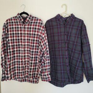 Bundle lot of two Men’s Haggar | casual button up plaid shirts | Size XL